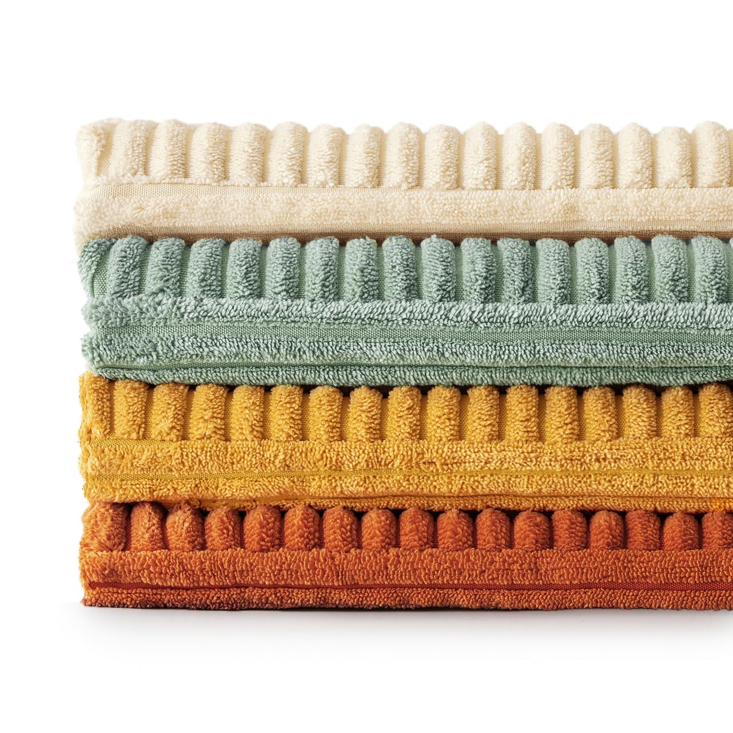 MIULEE Teal Orange Decorative Throw Pillow Covers 18x18 Inch Set of 4 Boho Corduroy Striped Cushion Cases Modern Farmhouse Patchwork Pillow Cases for Couch Sofa Bedroom Home Decor