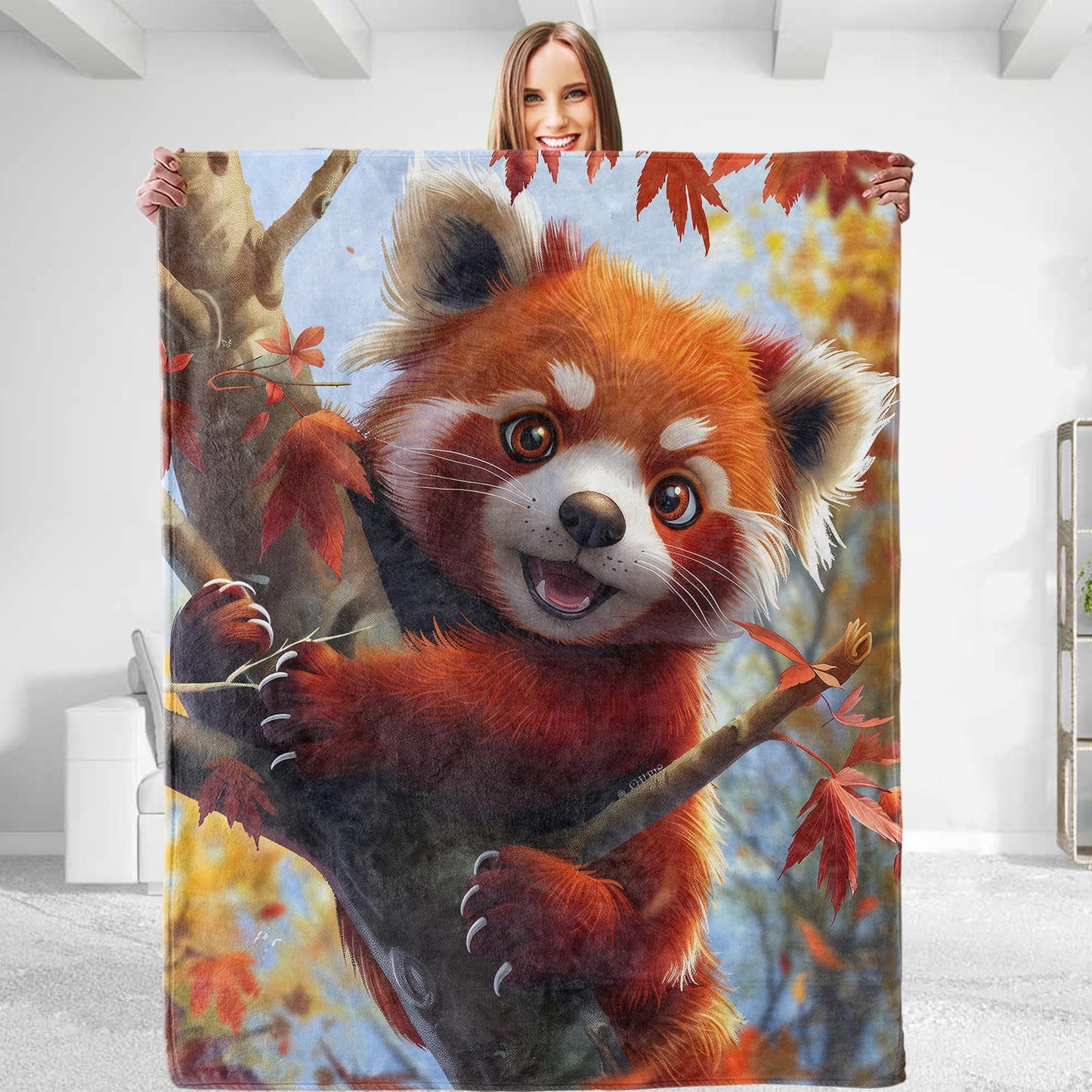 dhakalrlde Cute Red Panda Throw Blanket - Soft Plush, Lightweight, Warm, Fuzzy Anti-Pilling Flannel Blanket for Couch, Bedroom, Travel, Bed - Perfect Comfy Gift for Kids and Adults 50in×60in