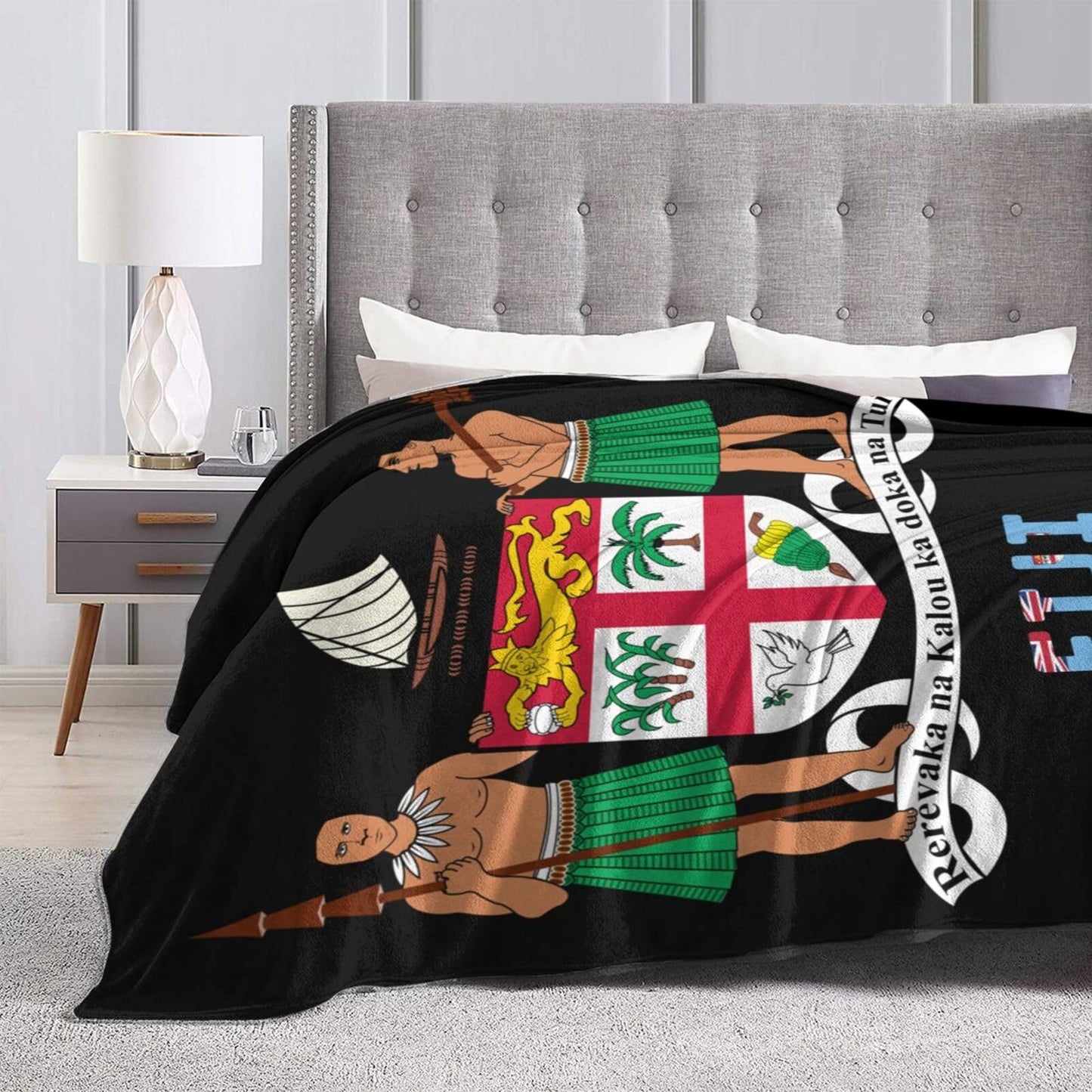 Fijian National Emblem Blanket Throw Blanket for Couch Sofa Plush Fleece Bed Blankets Lightweight Comfy Flannel Ultra-Soft Warm Blankets for Home Camping Travel Gift 80"X60"