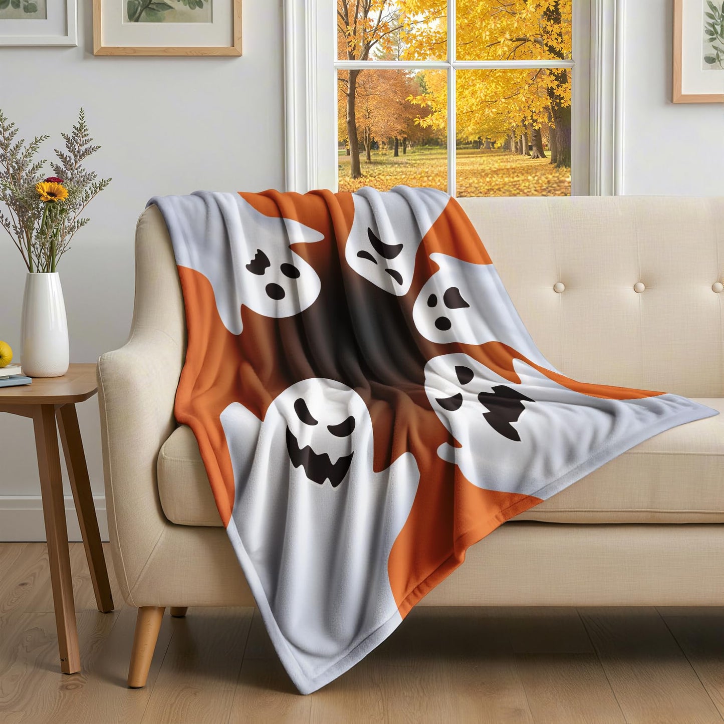 GEDAEUBA Ghost Blanket Throw - Halloween Spooky Fleece Blanket Throw, Soft Cozy Blankets & Throws for Couch, Bed, and Sofa, 50x60 inches