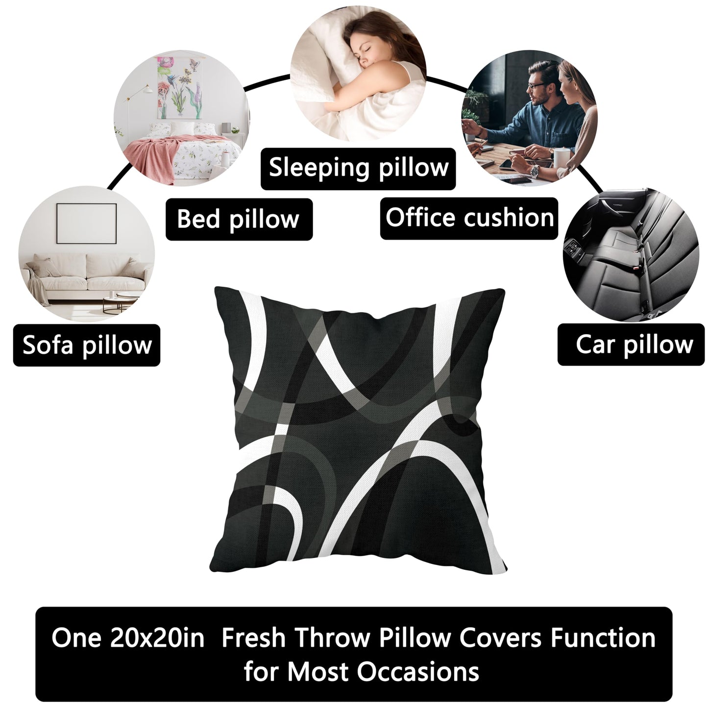 weesire Black and White Throw Pillow Covers Set of 2 Modern Stripe Cushion Covers for Living Room Sofa Accent Home Decor Abstract Art Decorative Pillowcases Outdoor Pillows Covers 18"x18"