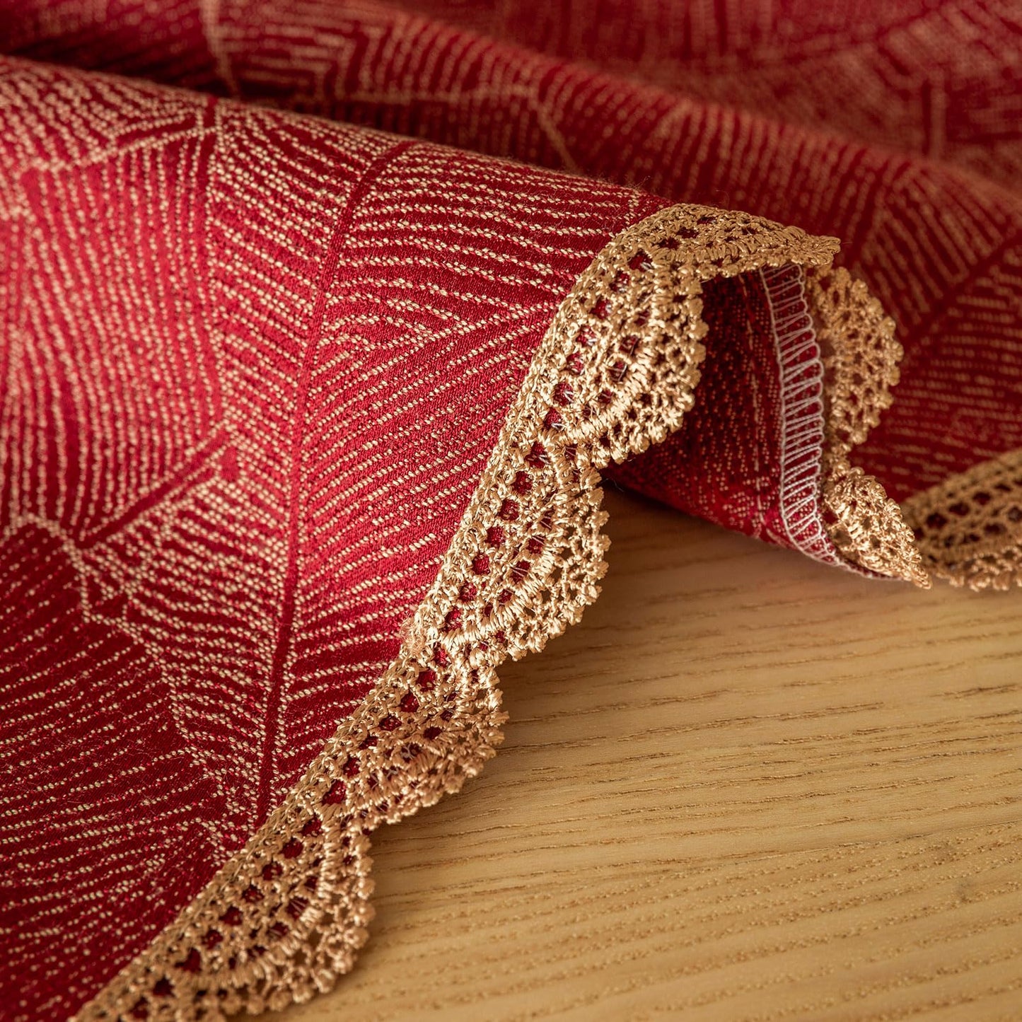 GLORY SEASON Festivel Tablecloth Classic Red and Golden Jacquard Fabric Table Cover Farmhouse Decoration 55x86 Inches Rectangle/Oblong for Party/Banquet/Kitchen Dining