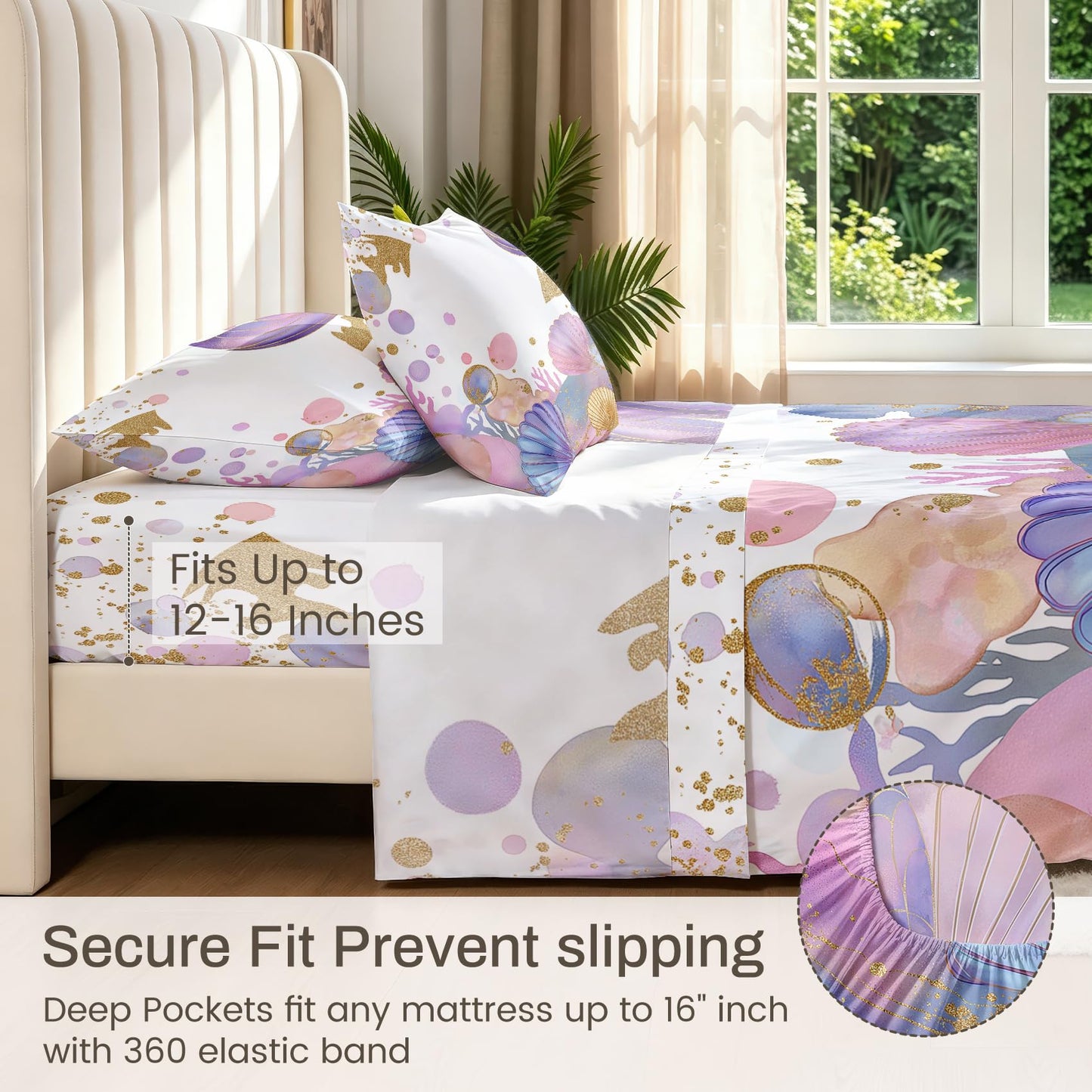 Mermaid Full Bedding Set Girls Underwater Sheet Sets