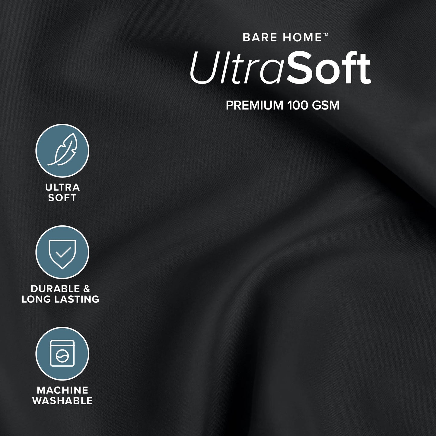 Bare Home Bed-in-A-Bag 5 Piece Comforter & Sheet Set - Twin XL - Goose Down Alternative - Ultra-Soft 1800 Premium Bed Set (Twin XL, Black/Black)