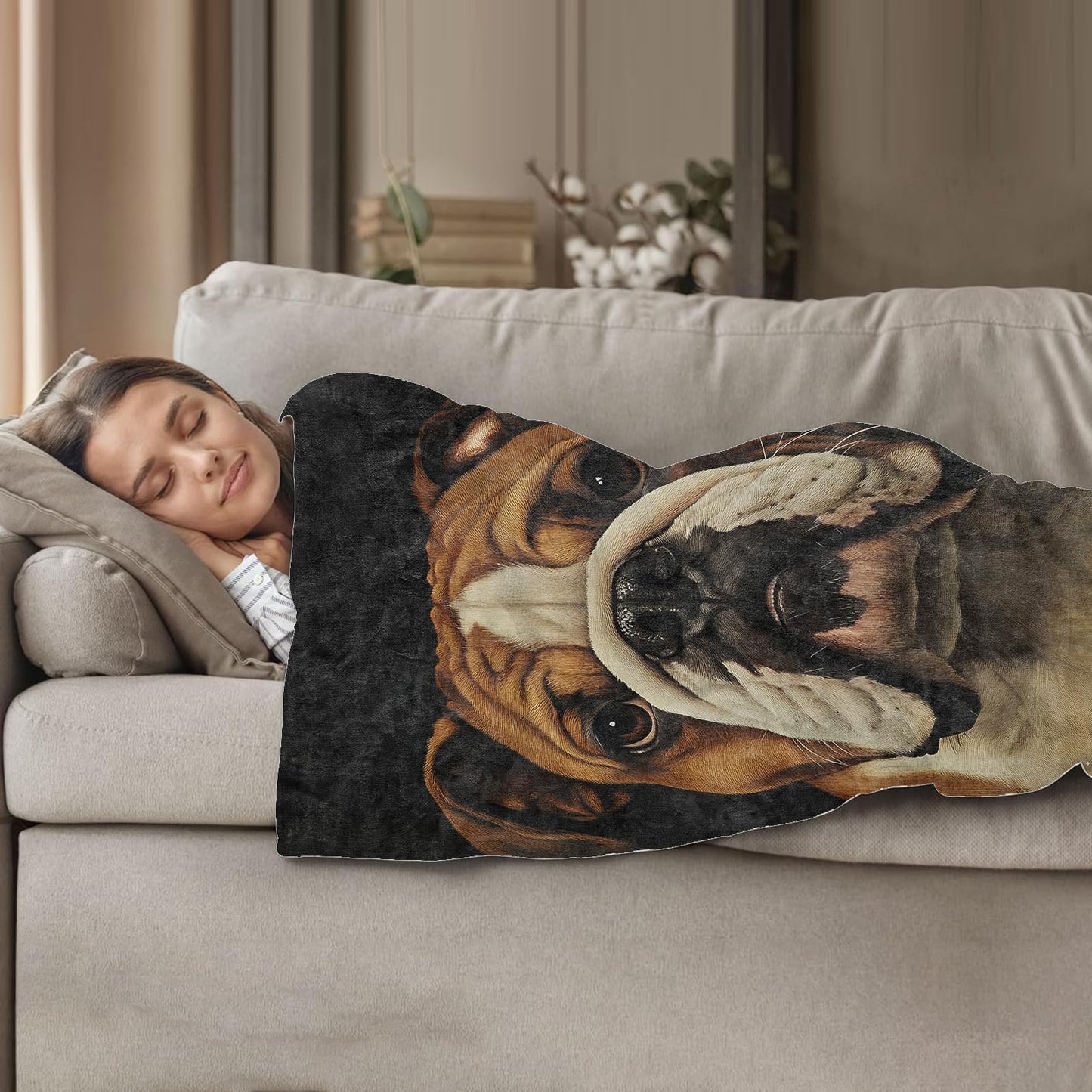 Plistiz English Bulldog Throw Blanket for Women Girls Boys, Soft Flannel Blankets Gifts for Living Room Couch, Home, Sofa Decor, 50"x60"