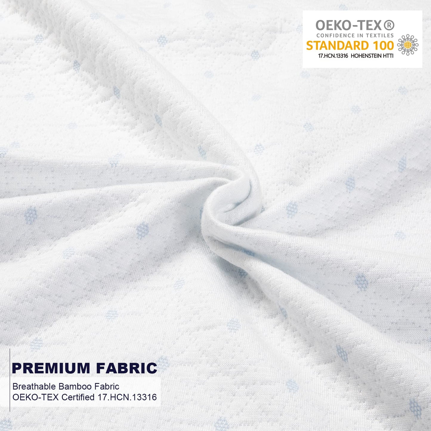 Ferlizer 2 Inch Twin Mattress Topper Protector Cover, Oeko-Tex Certified, Bamboo Zippered Cover for Mattress Topper, Adjustable Straps & Anti-Slip Silicone Bottom, Removable & Washable - Cover Only