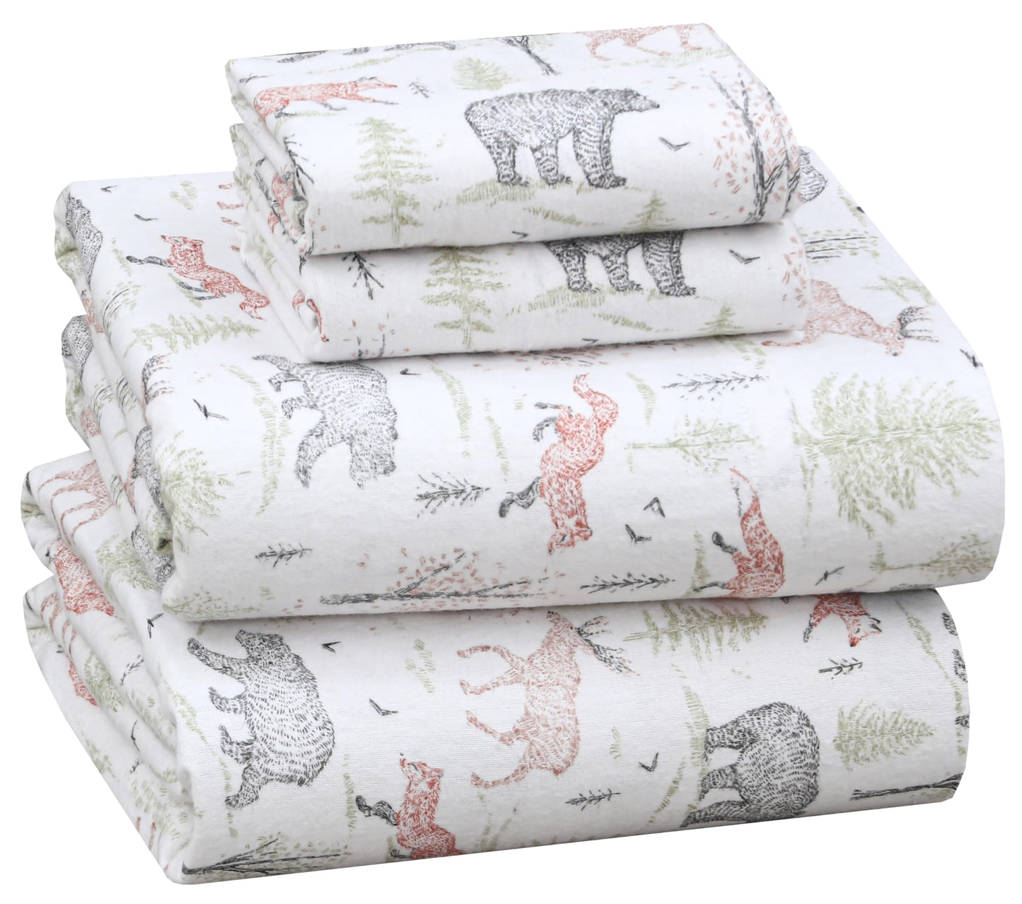 RUVANTI Flannel Sheets Queen Size - 100% Cotton Double Brushed Bed Sheets, Deep Pockets 16 Inches Queen Sheet Set, All Seasons Breathable & Extra Soft - Warm & Cozy, 4 Piece, Wildwood Tapestry