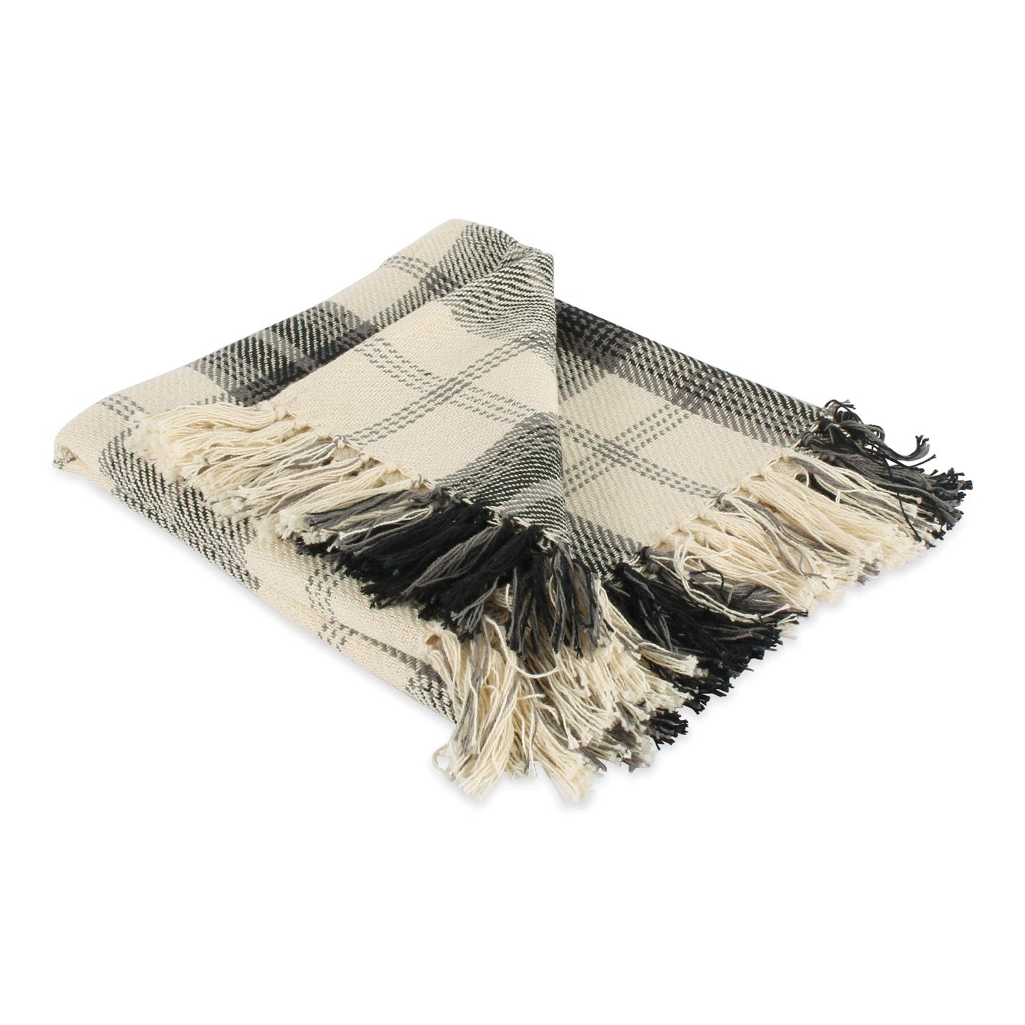DII Farmhouse Woven Throw, 50x60 with 3" Fringe, Black, 1 Piece