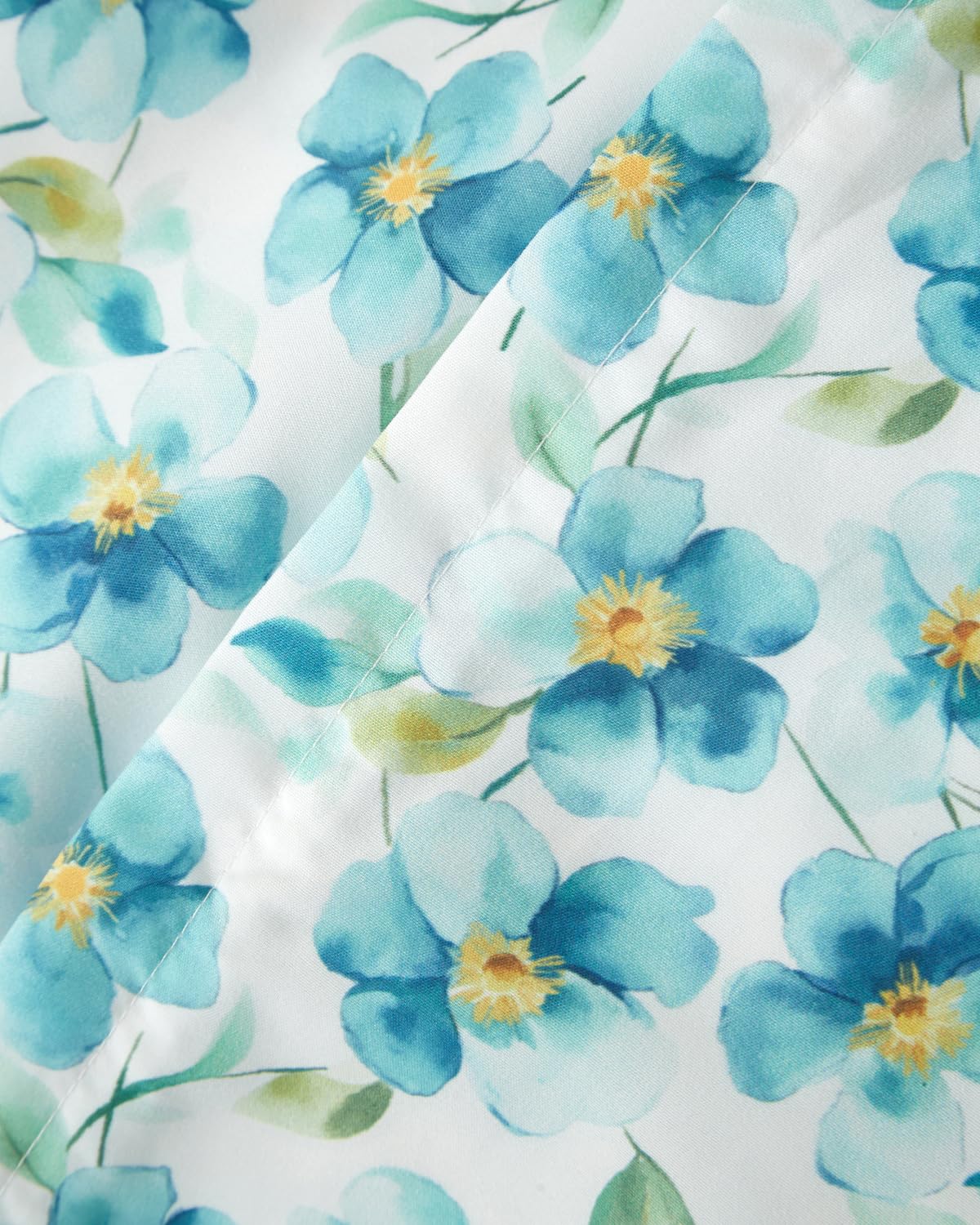 Duvet Cover Queen Size Set - Extra Soft Floral Duvet Cover 90 x 90 with 2 Pillow Shams - Comfy, Cozy, Breathable Floral Bedding Set - Hotel Luxury & Fade Free w/ Zipper Closures and Ties - Blue Peony