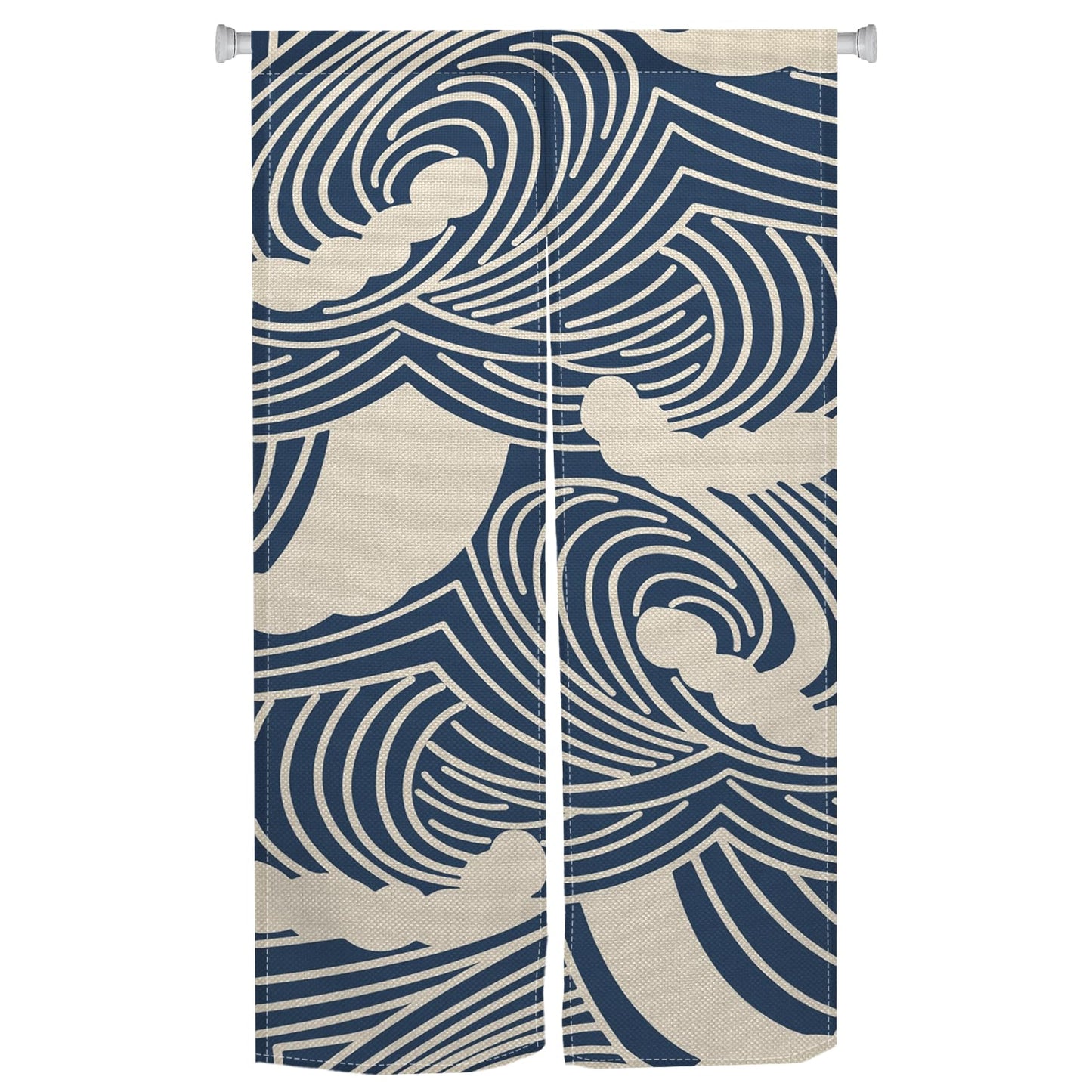 XMJJKUF Japanese Noren Doorway Curtain Traditional Japanese Wave Curtains for Livingroom Windows Doorway Tapestry Polyester Panel for Room Divider Kitchen Home Decorations,33.5"x 70.9"