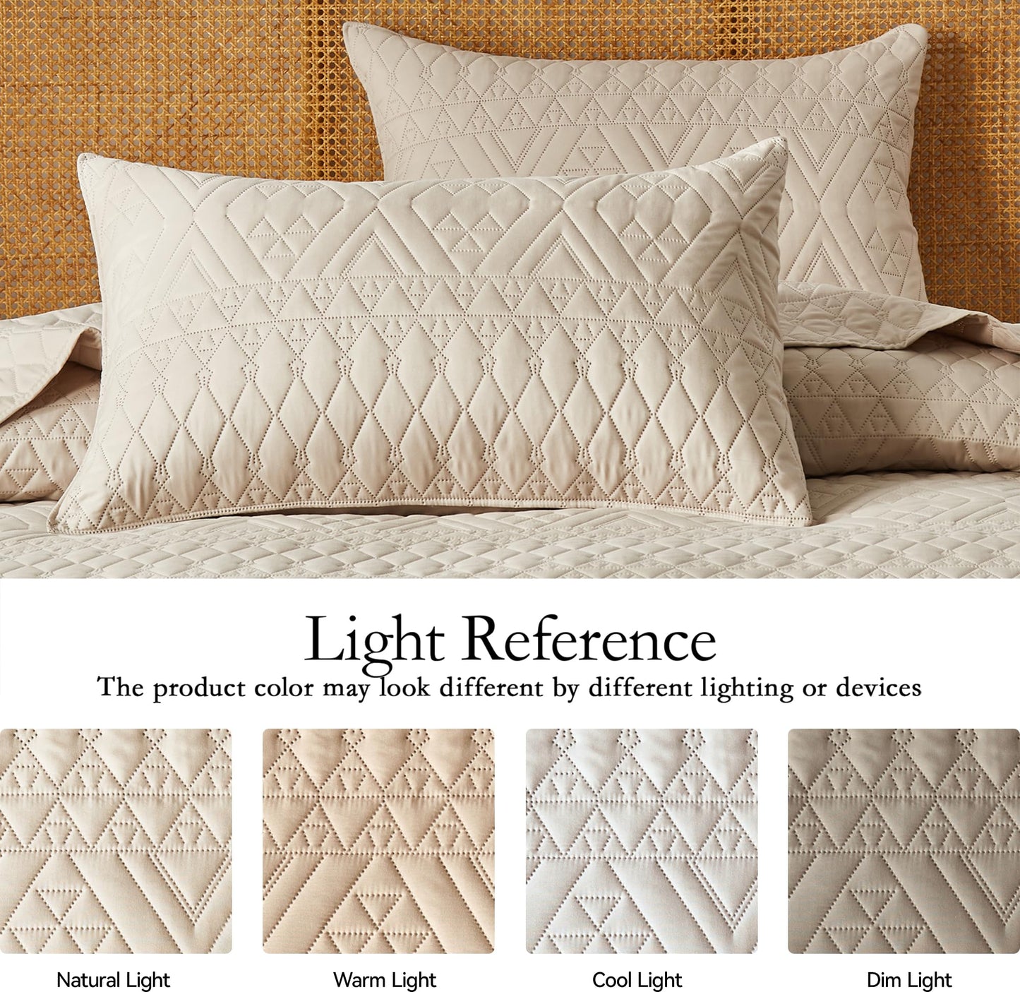 akkialla King/Cal King Size Quilt Bedding Set,Beige Lightweight Microfiber Soft Bedspread,Modern Style Geometric Pattern Coverlet Set for All Seasons,3 Piece(1 Quilt,2 Pillow Shams)