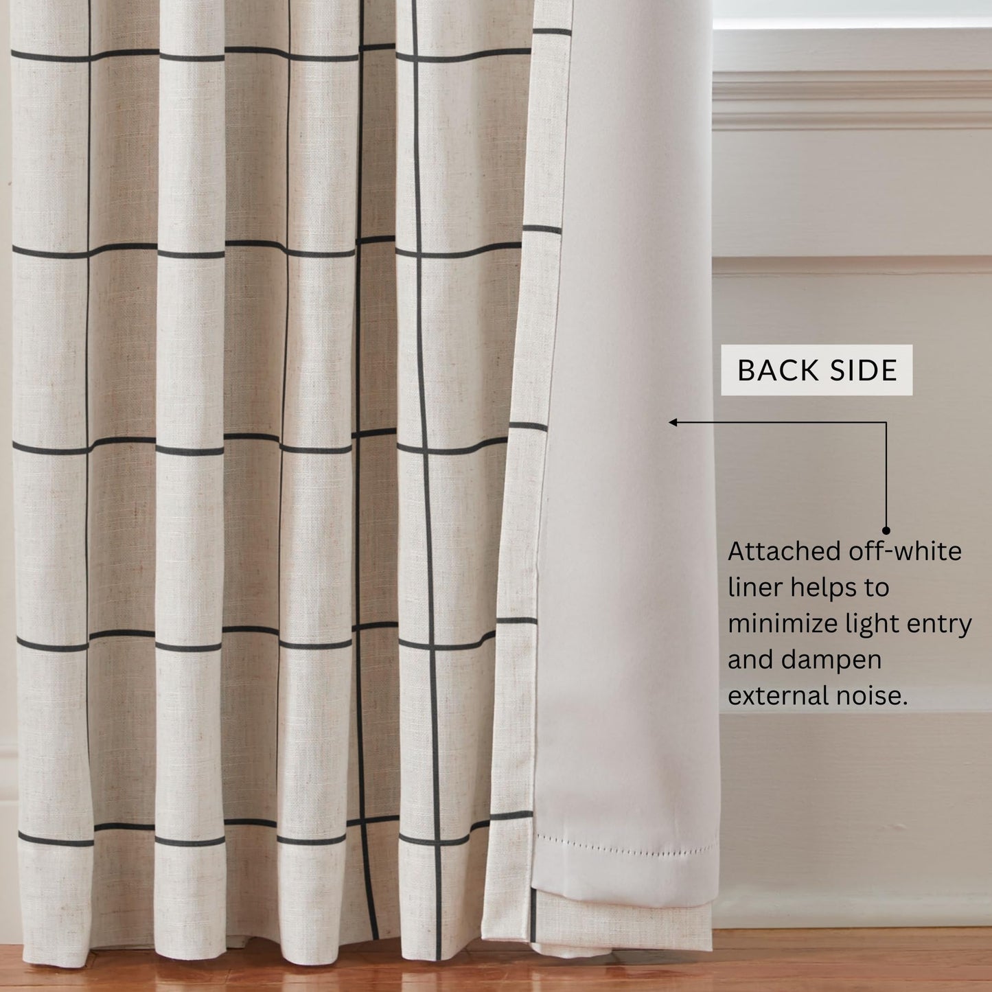 Elrene Home Fashions Brighton Windowpane Plaid Blackout Window Curtain, Living Room and Bedroom Drape with Rod Pocket Tabs, 52" x 95", 1 Panel