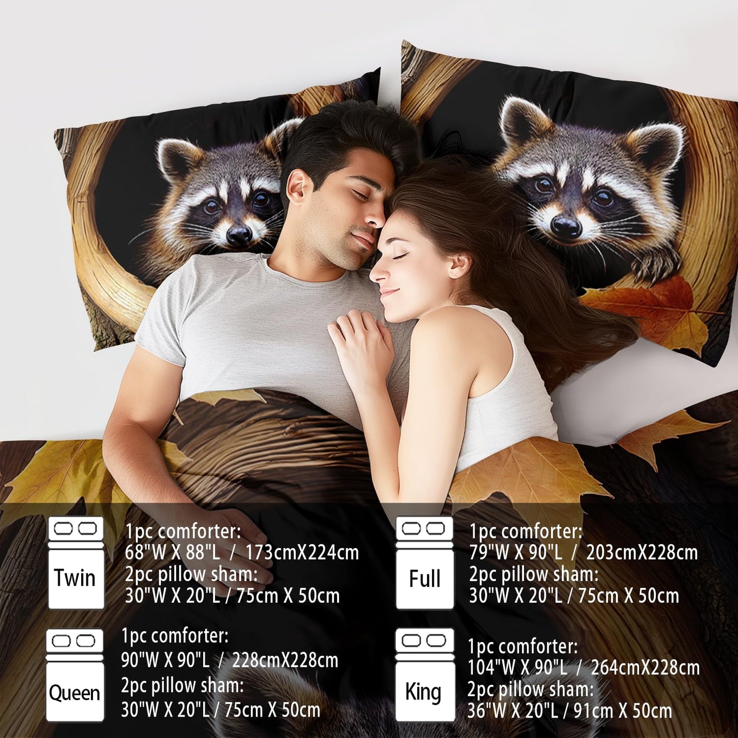 llyxsesty Cute Raccoont Comforter Set Queen Kids Comforter Set for Girls Queen Brown Animal Bedding Boys Forest Bedding Kawaii Raccoont Room Decor Cute Animal Print Bedroom Decor Kawaii Pet Quilt