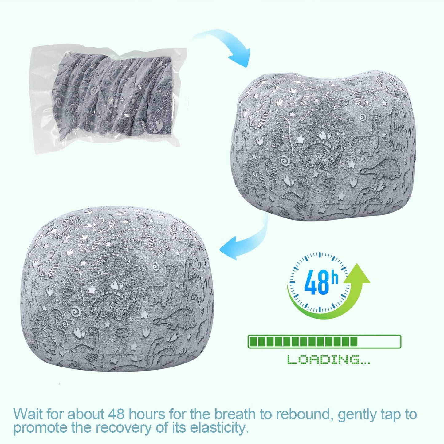 COMAX Kids Bean Bag Chair Turn into Beanbag Bed, Dinosaur Toddler Bean Chair for Girl Boy Sleeping, Lazy Children Bean Bags with Filler, Convertible Child Floor Mattress, Grey Dino