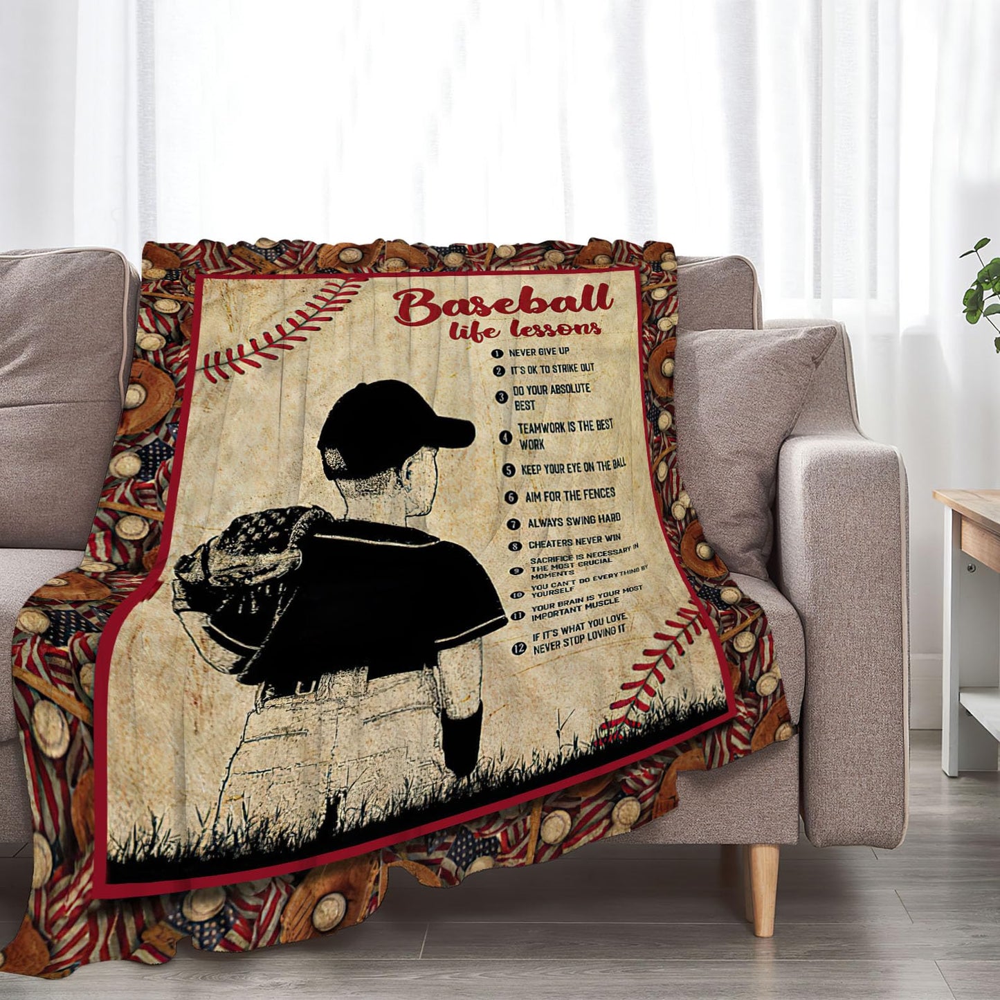 Baseball Decor Gifts: Cozy Fleece Flannel Blanket, Soft Warm Plush, Lightweight, 40"X50" for Boys Teens Kids, Couch Sofa Bed