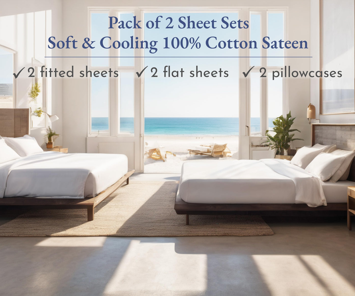 California Design Den 100% Cotton Pack of 2 Twin XL Sheet Sets, Soft & Durable Extra Long Twin Sheet Sets with 12" Pockets, Twin XL Sheets with Sateen Sheets - Beige (Warm Taupe)