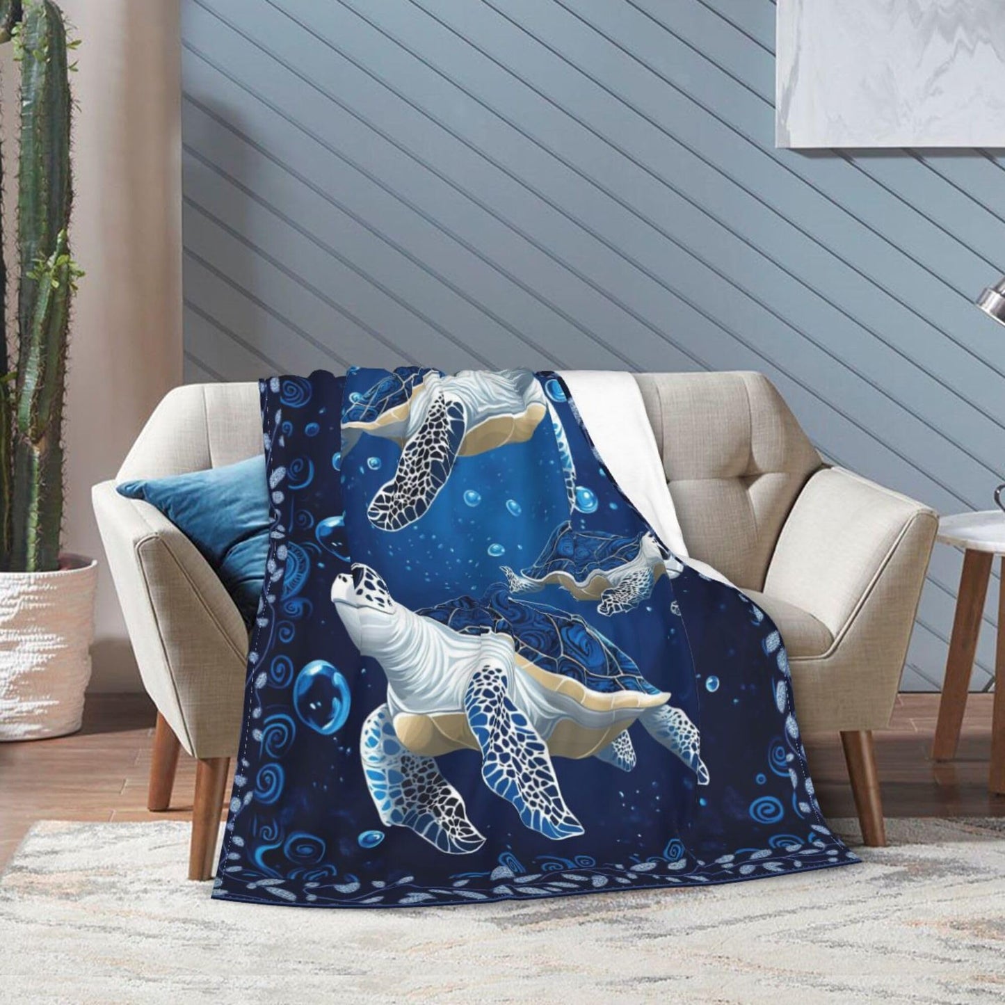 Sea Turtle Blanket Sea Turtle Fleece Throw Blanket Super Soft Fuzzy Plush Cozy Warm Stuffed Bedding Stuffed Blankets Gift for Boys Girls Men Women Kids & Adult 50"X40"