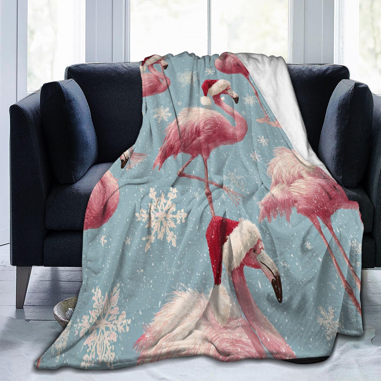 Flamingo Throw Blanket Soft Warm Cozy Christmas Flamingos Blankets Fuzzy Plush Fleece Flamingo Blanket Gifts for Couch Bed Sofa Home Decor 40''X50''