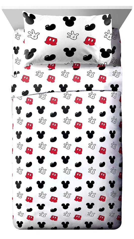 Jay Franco Disney Mickey Mouse Kids Twin Sheet Set 3 Piece - Reversible, Super Soft Brushed Microfiber, Deep Pocket, Fade Resistant, Machine Washable Kids Bedding (Official Disney Product)