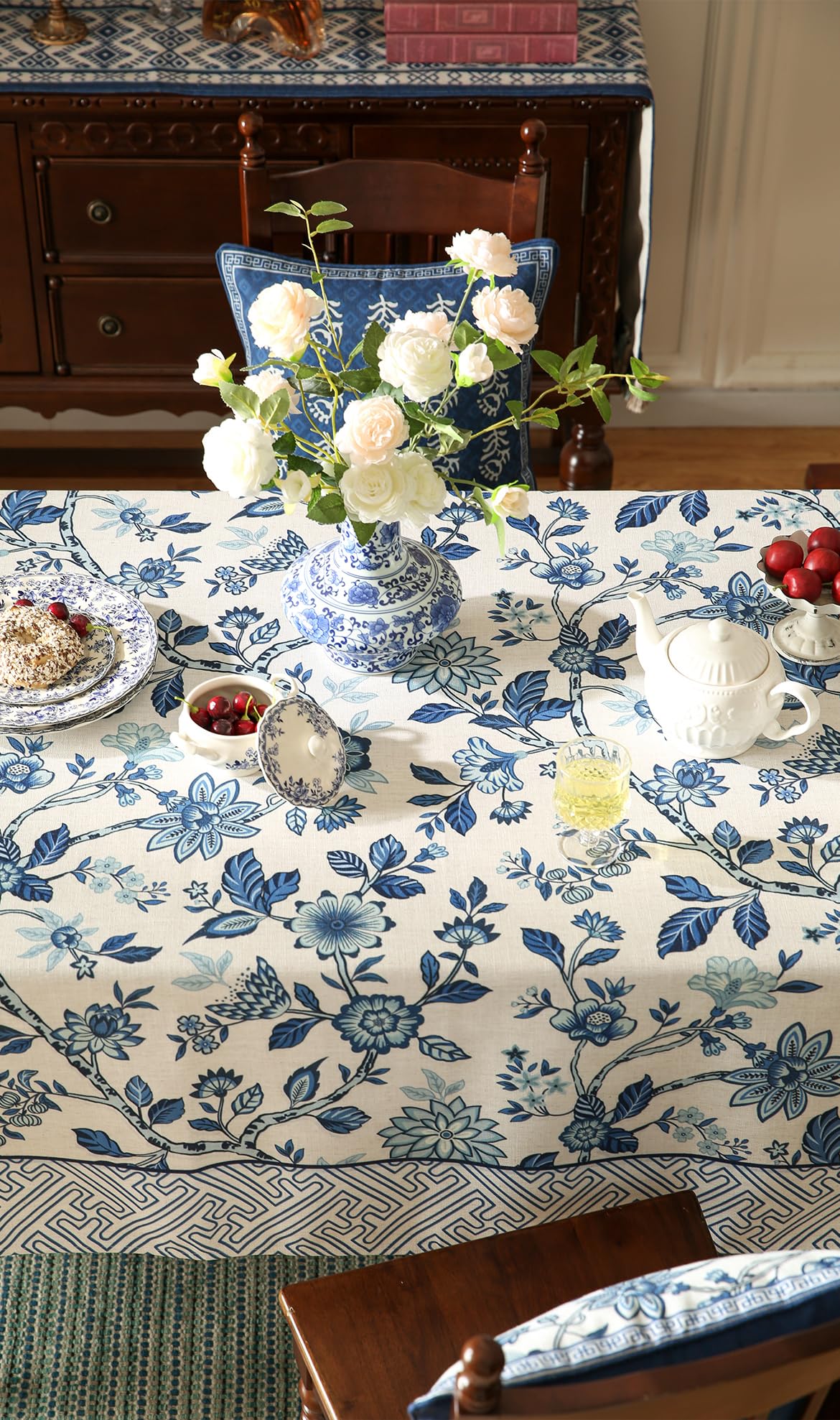 bilin gaier Designer Linen Tablecloth Rectangular,87"x55"-Suqing A