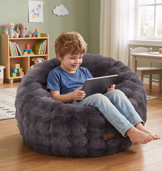 Hobestluk Bean Bag Chair for Kids Toddler Bean Bag Chair with Memory Foam Filler Beanbag with Spacious Design Bean Bag Couch for Reading Gaming Relaxing (Dark Grey, Medium)