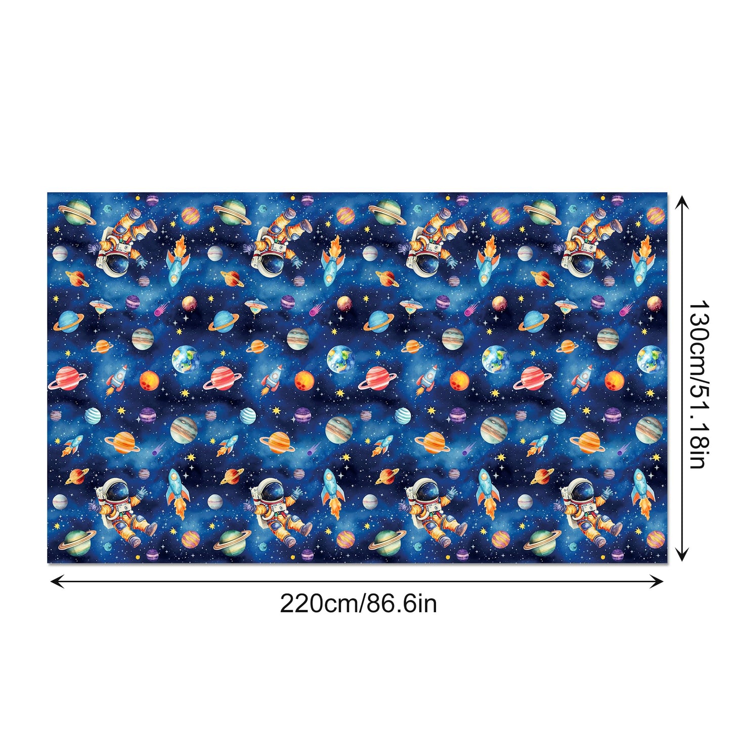 CC HOME 1Pc Planet Space Party Plastic Tablecloth 54 x 87 Inch Long Table Cover, Blue Universe Party Tablecover for Space Travel Theme Kids Baby Shower Birthday Dinner Picnic Kitchen Event