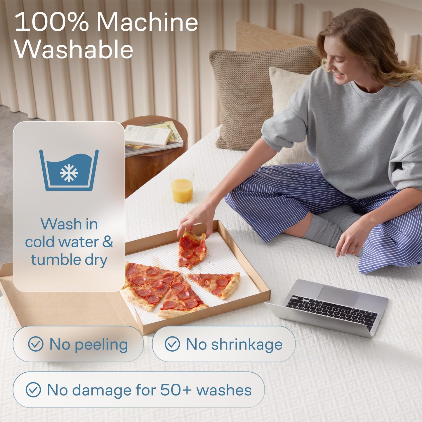 100% Waterproof Twin Mattress Nonslip Pad - 360 Pad Protection Against Spills, Stains & Accidents for Parents & Pet Owners - Noiseless & Cooling Viscose Made from Bamboo (White)