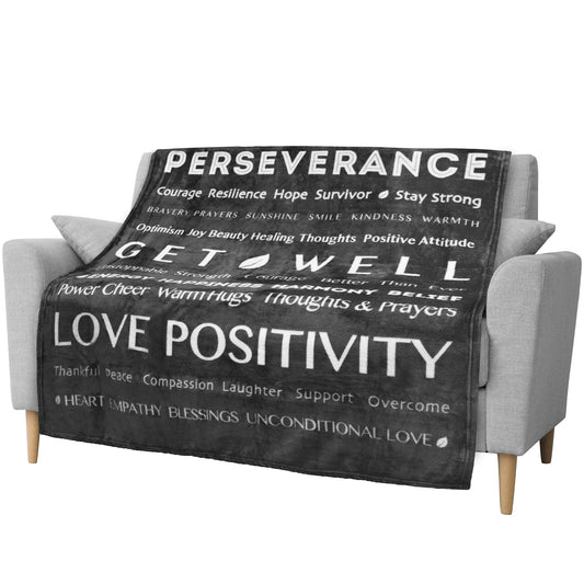 PAVILIA Healing Blanket, Get Well Soon Gift, Soft Hug Compassion Fleece Throw Blanket for Women Men, Comfort Caring Inspirational Patient Blanket, Positive Thoughts Prayer Throw, Gray