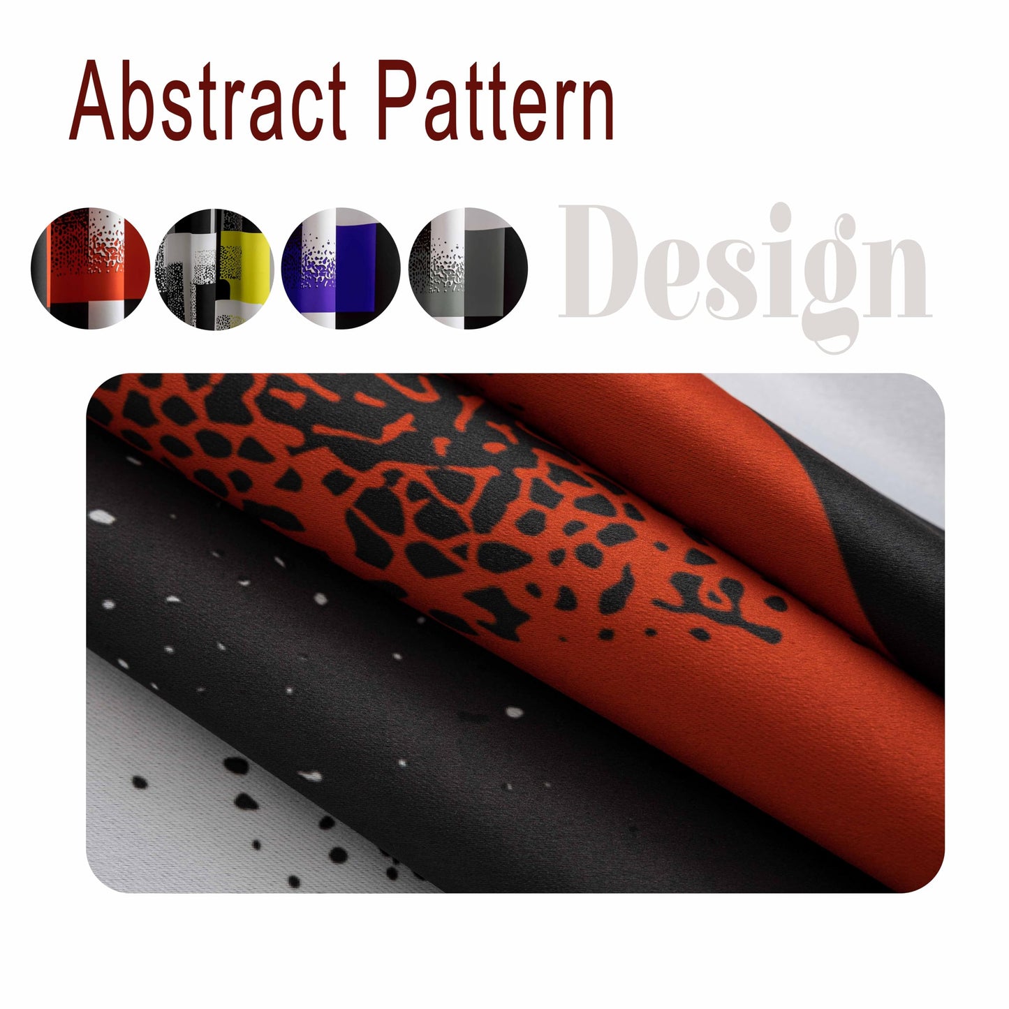 100% Blackout Curtains Abstract Black Red Curtains for Bedroom Geometric Black Out Grommet Window Drapes Room Insulated Darkening Modern Window Curtain for Living Room, 52x84 Inches