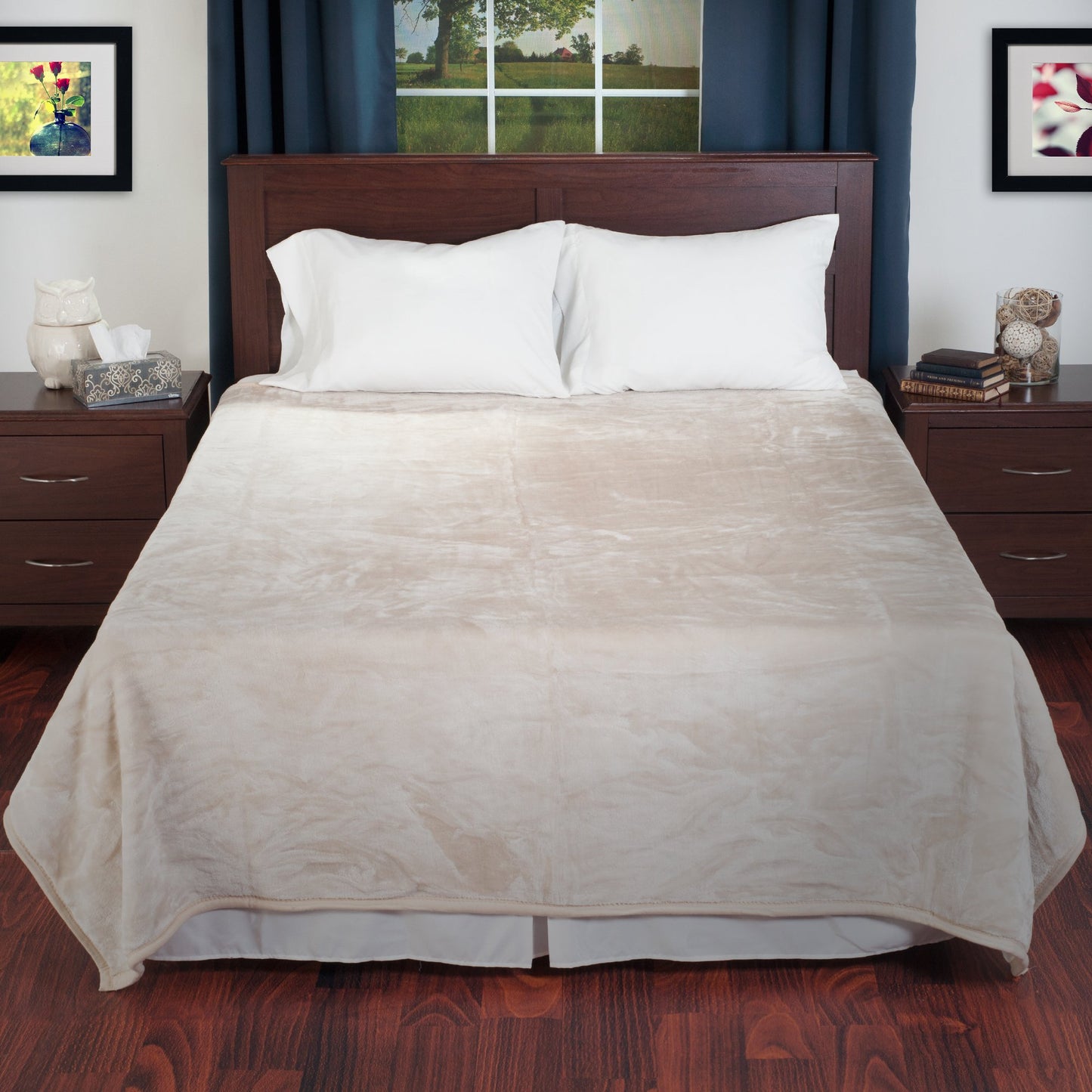 BH Solid Soft Heavy Thick Plush Mink Blanket 8 Pound - Beige
