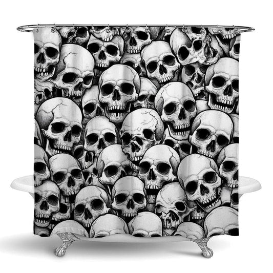 Meaudiwes Lightweight Shower Curtain Washable Shower Curtain Decoration with 12 Hooks Cool Funny Goth Skulls, 72"x 70"
