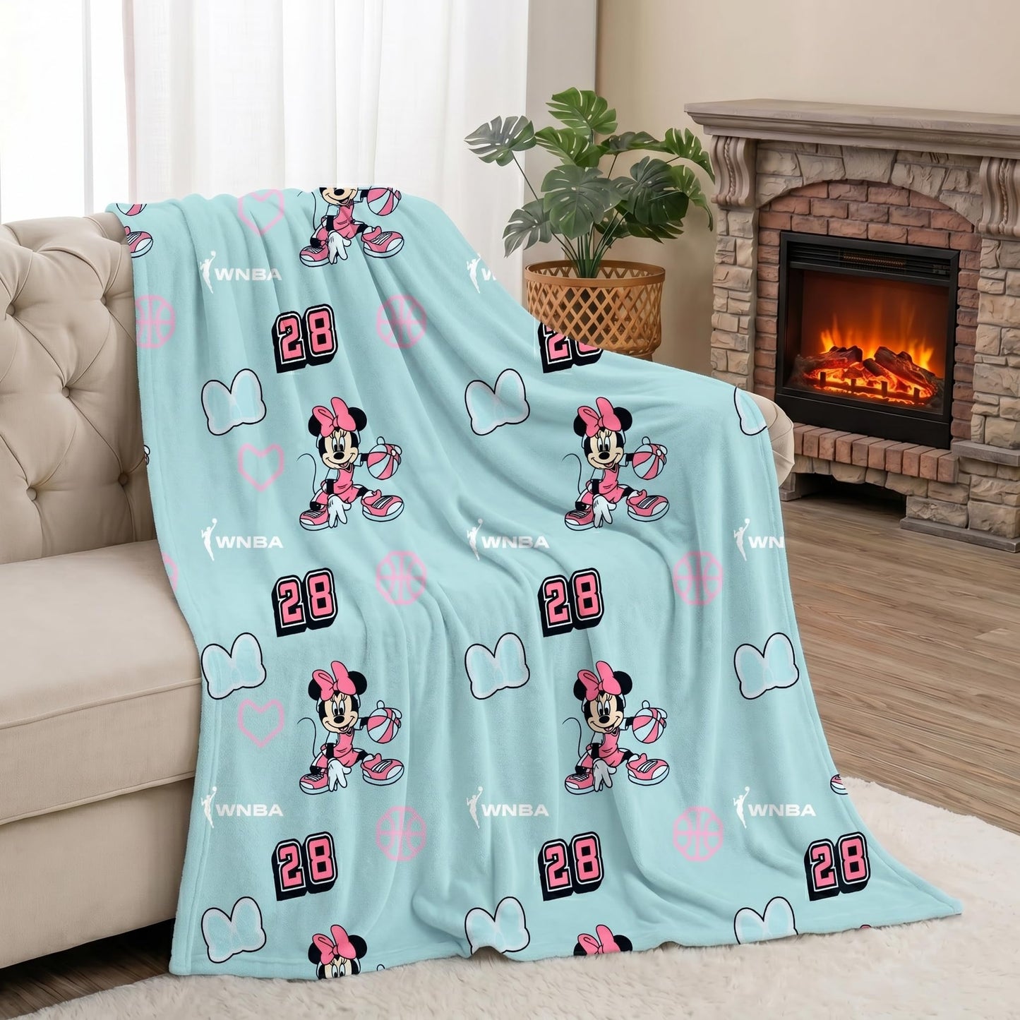 Northwest Disney Minnie Mouse Plush Throw Blanket, Oversized 62" x 90" Silk Touch Soft Fleece Blanket for Kids & Adults, Officially Licensed