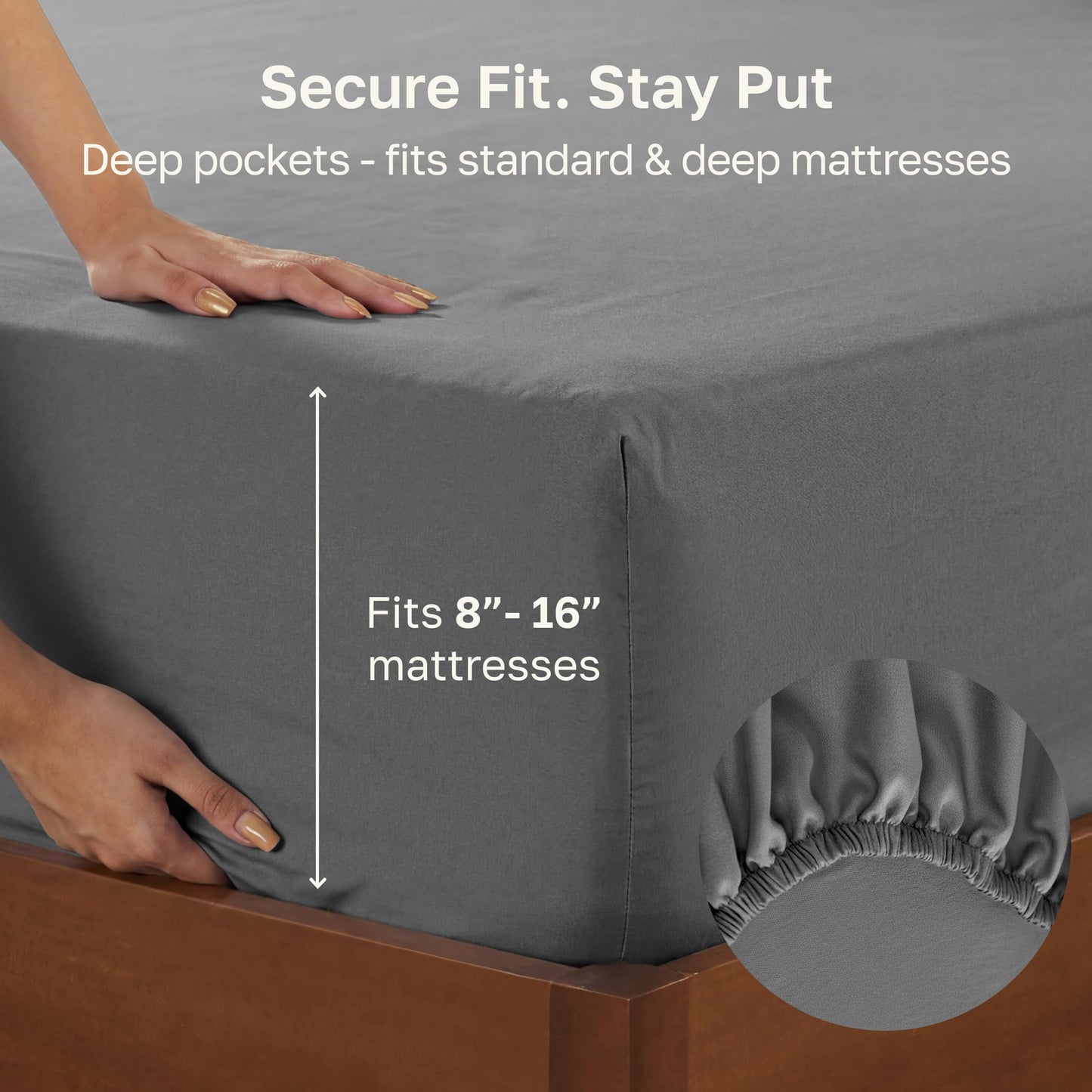 California Design Den Deep Pocket Fitted Sheet Only, Soft 400 Thread Count 100% Cotton King Sheet, No Pop-Off Elastic, Durable Sateen Weave (Grey)