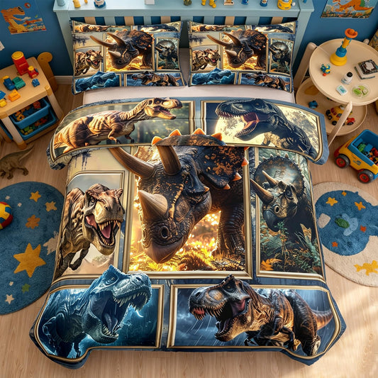 Dinosaur Comforter Set Twin, 2 PC 3D Dinosaur Bedding Set for Boys, Super Soft Lightweight Dinosaurs Print Comforter Sets for All Seasons, Includes 1 Comforter (66"x86") and 1 Pillowcase(20"x30")