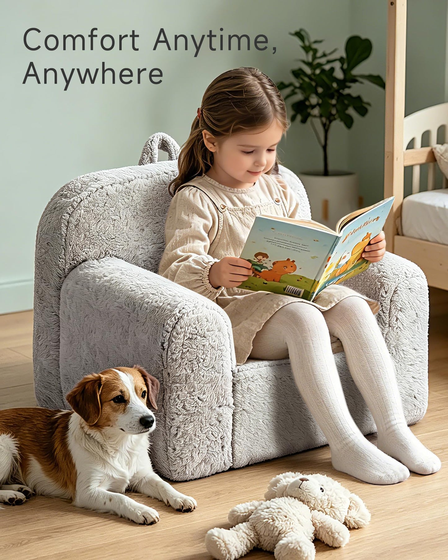 Pterying Kids Chair with Washable Soft Sherpa Cover