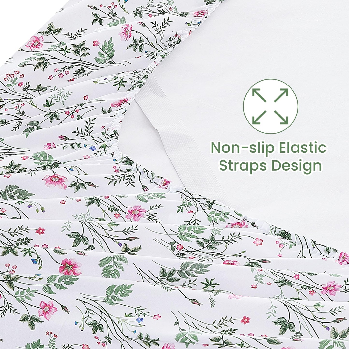 Softan Vintage Floral Full Bed Sheets, Cozy Microfiber Flower Printed Sheets with 15" Deep Pocket Fitted Sheet & Non-Slip Straps, Patterned Botanical Wildflower Sheets & Pillowcase Set