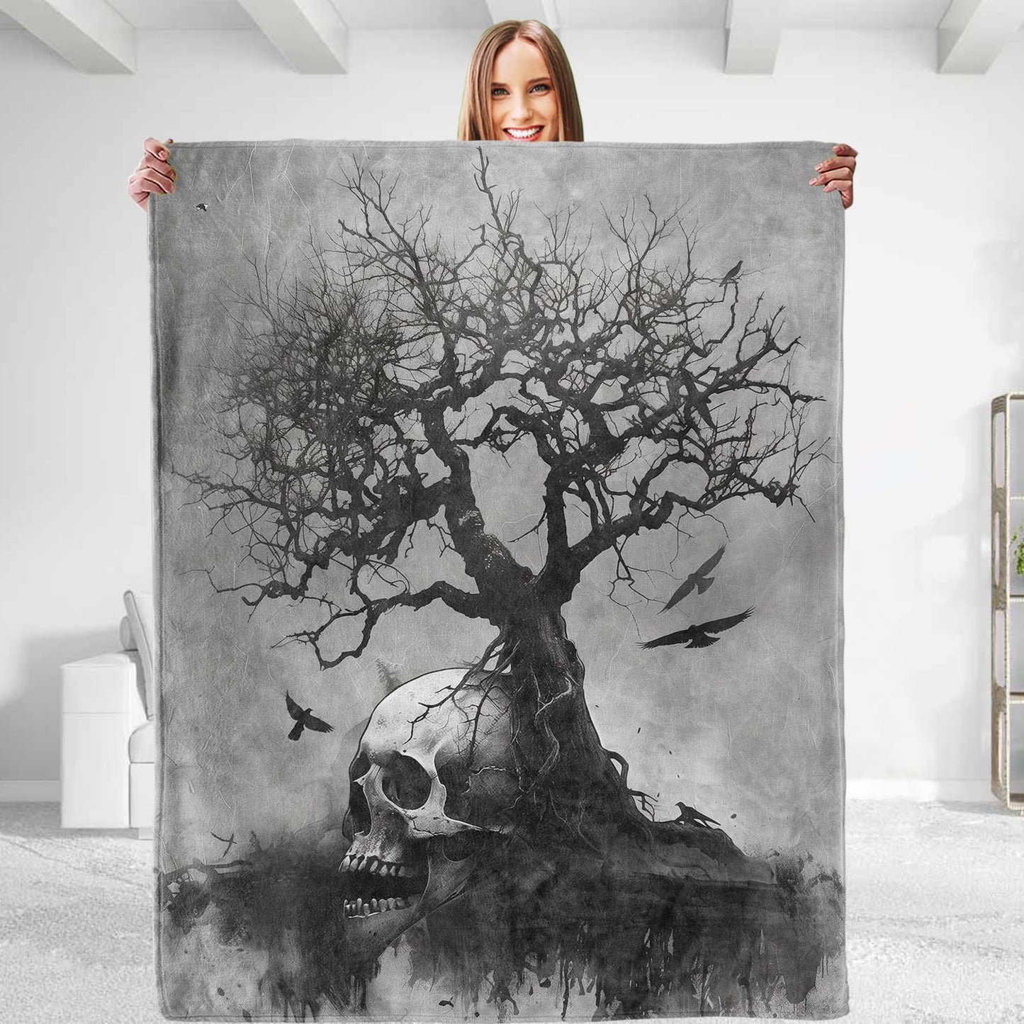 dhakalrlde for Skull Blanket - Ultra Soft Plush Flannel Throw Blanket, Lightweight&Warm, Fuzzy for Couch, Bedroom, Travel, Outdoor, Cozy & Comfy for All 50in×60in
