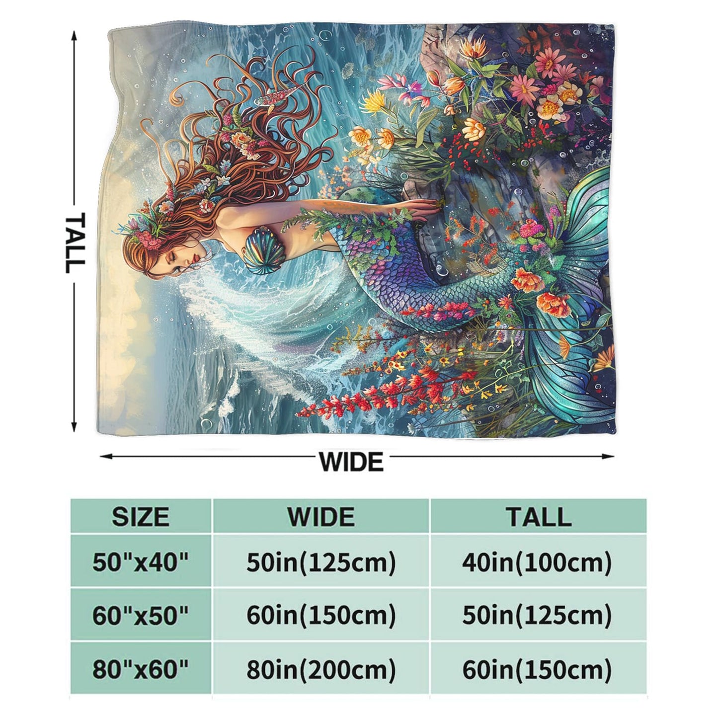Tijuboni Mermaid Throw Blanket Mermaid Gifts for Girls Women Boys Men Kids Adults Soft Flannel Fleece Blanket for Couch Sofa Bed Home Decor 40"x50"