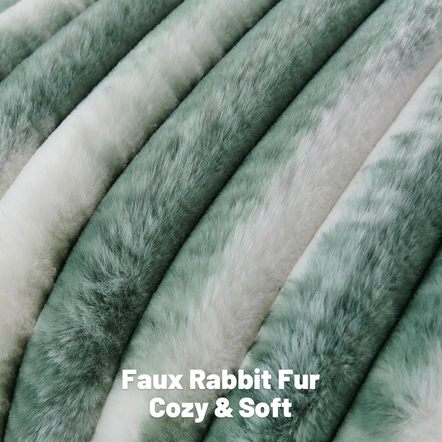 FUTEI Pack of 2 Faux Fur Plush Throw Pillow Covers 18x18 Inch Soft Tie Dye Striped Textured Farmhouse Decorative Cushion Covers Modern Home Decor for Couch Bed Living Room, Dark Green White