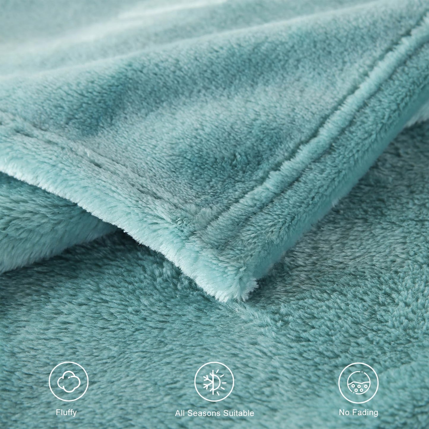TASTHROW Bluishgreen Throw Blanket 50x60 Inches, Soft Plush Cozy Fleece Flannel Throw Blanket, Lightweight Warm Throws for Bed, Couch, Bedroom and Living Room, All Seasons