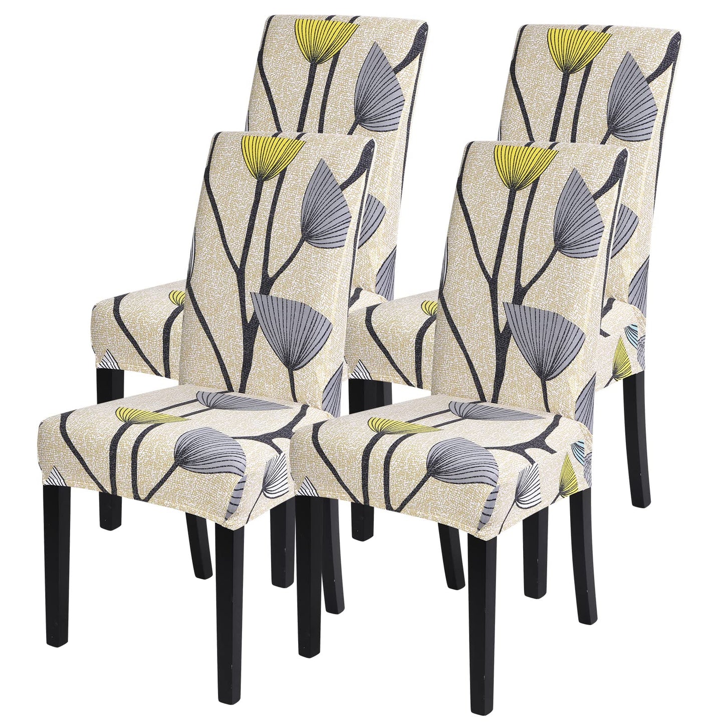 SearchI Dining Room Chair Covers Set of 4, Stretch Printed Parsons Chair Slipcovers Spandex Removable Washable Kitchen Chair Protector Cover for Dining Room, Hotel, Ceremony(Dandelion Pattern)
