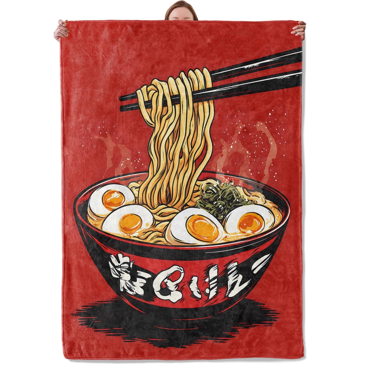 Mounidso Japanese Ramen Blanket, Food-Themed Flannel Blanket Gifts for Women, Soft Warm Lightweight Blankets for Living Room Home Travel Decor 50" x 60"