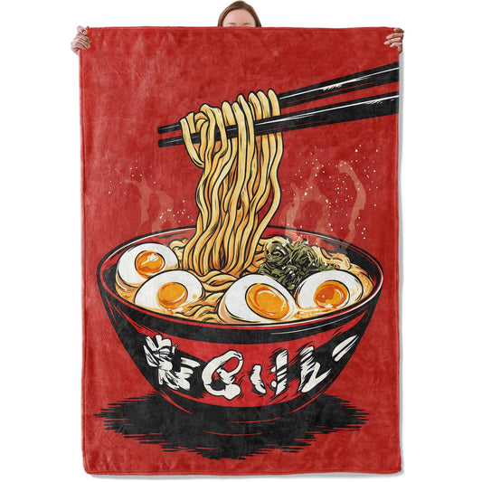 Mounidso Japanese Ramen Blanket, Food-Themed Flannel Blanket Gifts for Women, Soft Warm Lightweight Blankets for Living Room Home Travel Decor 50" x 60"