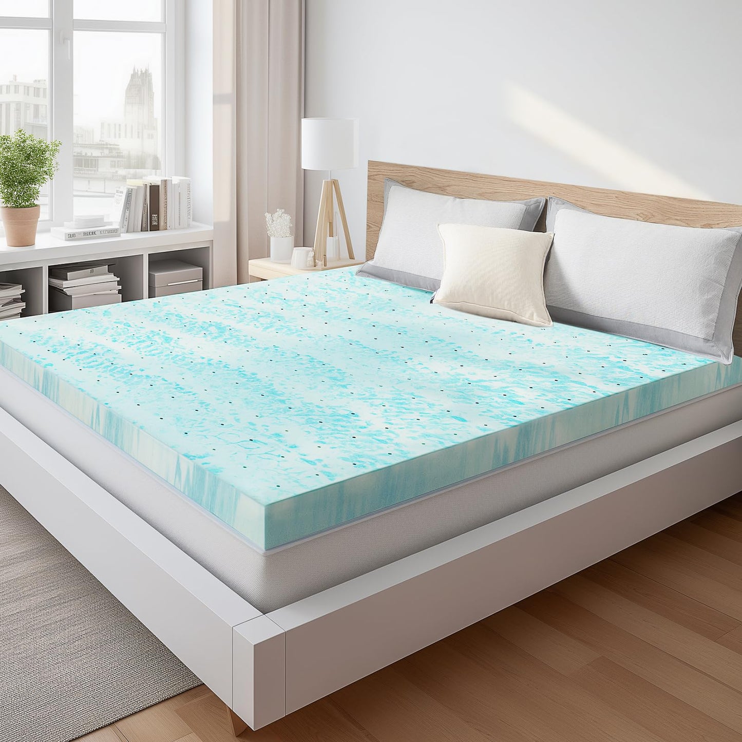 Sweetcrispy Mattress Topper Twin, Memory Foam 4 Inch Thick Gel Infused Cooling Toppers Pad for Twin Size Bed, Sleeper Sofa, RV, Camper, CertiPUR US, Breathable
