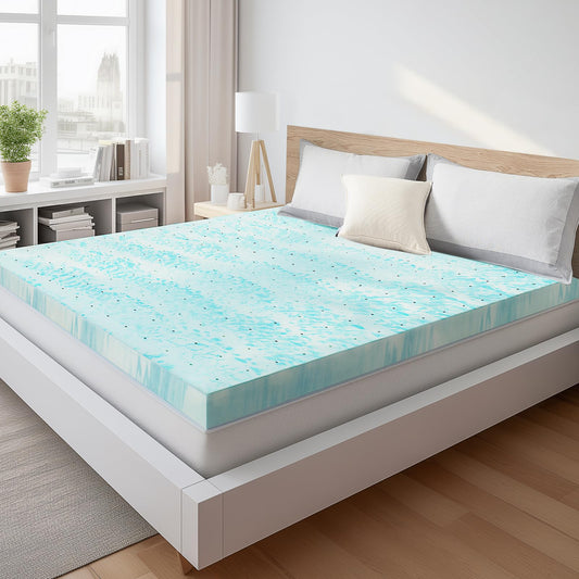 Sweetcrispy Mattress Topper King, 3 Inch Thick Memory Foam Gel Infused Cooling Pad for Pressure Relieve for King Size Bed, Sleeper Sofa, RV, Camper, CertiPUR US Certified, Ventilated and Breathable