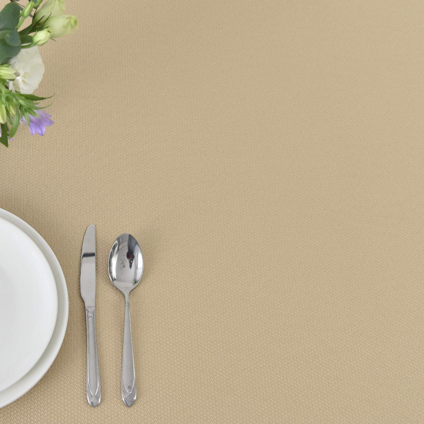 maxmill Rectangle Textured Tablecloth Waterproof Spillproof Wrinkle Free Table Cloth, Kitchen Dining Tabletop Decoration, Fabric Table Cover for Outdoor and Indoor Use, 52 x 70 Inch, Beige