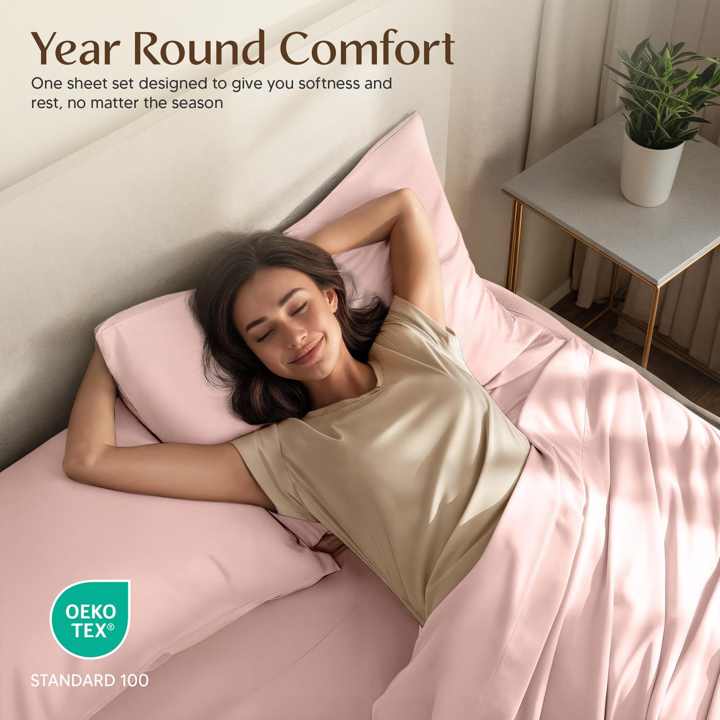 Utopia Bedding Queen Size Sheet Set – 4 Piece Bed Sheets, Soft and Breathable Microfiber, Includes 1 Fitted Sheet, 1 Flat Sheet and 2 Pillowcases – Oeko Tex (Tea Pink)