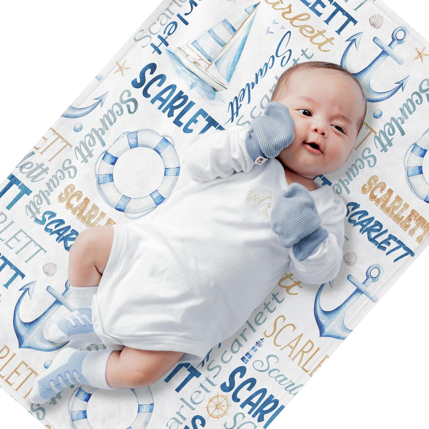 PUREFLY Personalized Baby Blanket- Custom Baby Blanket with Name for Girls and Boys, Super Soft Plush Fleece, Personalized Baby Gifts, Customized Name Blanket for Newborn