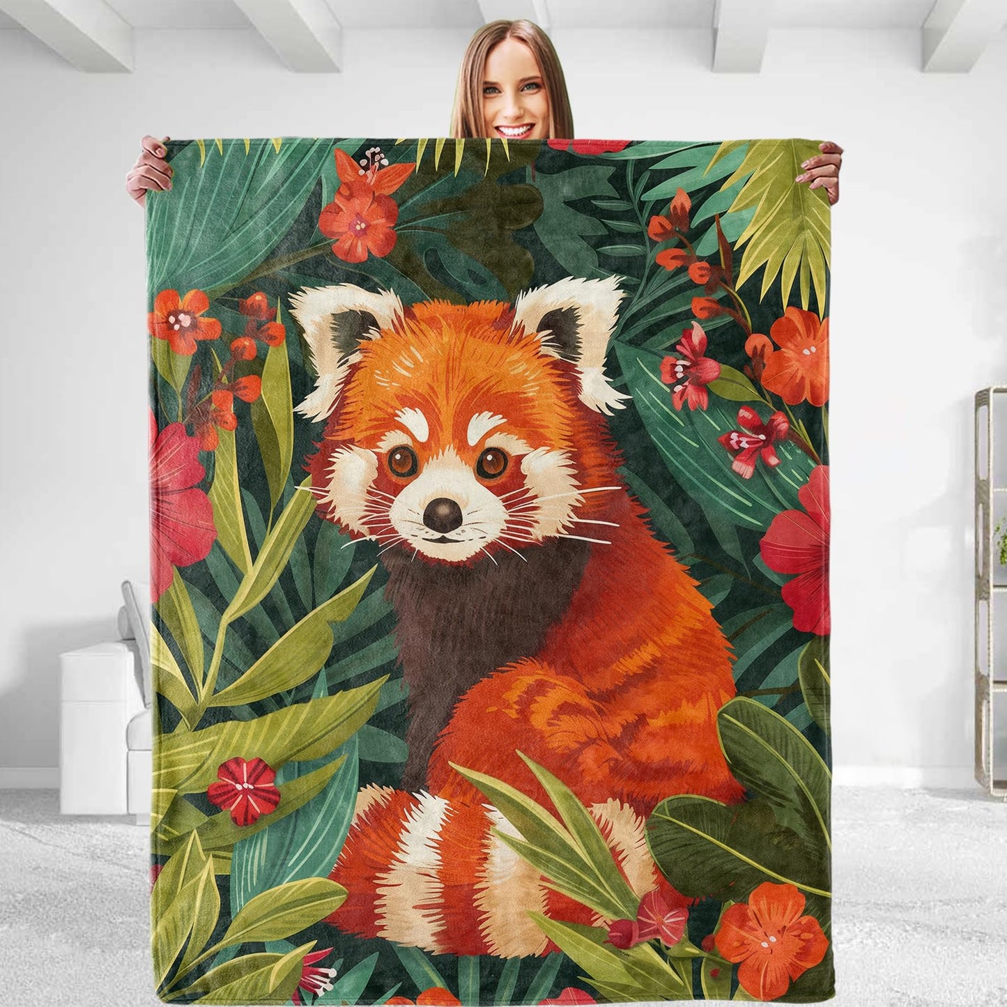 dhakalrlde for Vibrant Red Panda Plush Throw Blanket - Ultra Soft & Comfy Flannel, Lightweight, Warm, Fuzzy, Anti-Pilling - Ideal for Couch, Bedroom, Travel, Living Room 50in×60in