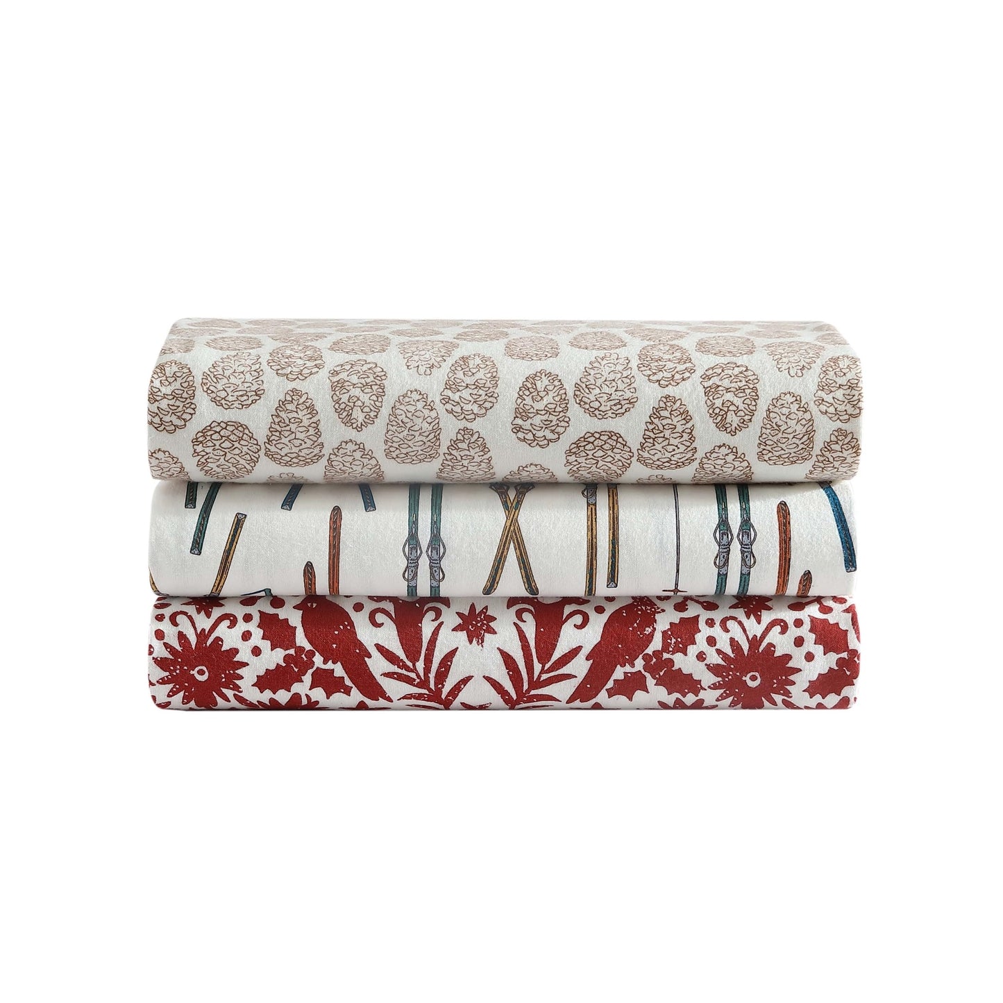 Eddie Bauer - Flannel Sheets Queen Size, Anti-Pilling & Wrinkle Resistant Cotton, Touchably Soft for All-Season Comfort - Bed Sheets with Matching Pillowcases & Fitted Sheet (Ski Line White)